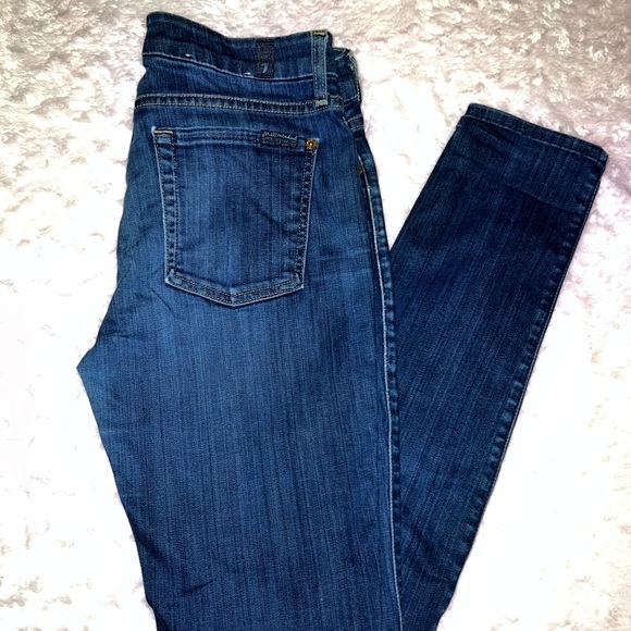 7 For All Mankind Dark Wash Skinny Jeans - Picture 2 of 6